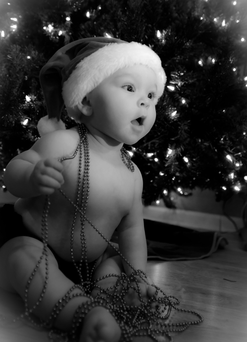 Christmas Baby in Black and White